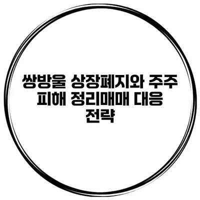 쌍방울 상장폐지와 주주 피해: 정리매매 대응 전략