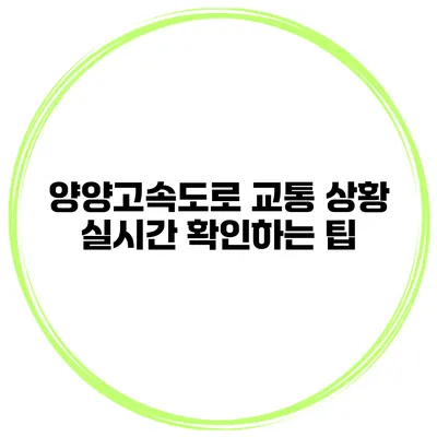 양양고속도로 교통 상황 실시간 확인하는 팁
