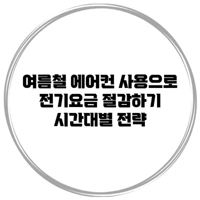 여름철 에어컨 사용으로 전기요금 절감하기: 시간대별 전략