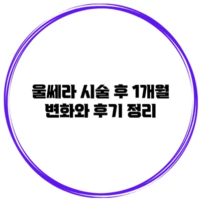 울쎄라 시술 후 1개월 변화와 후기 정리
