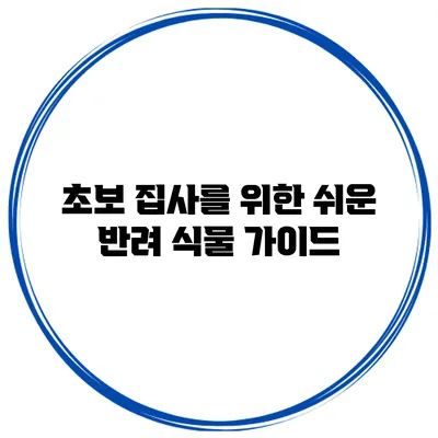 초보 집사를 위한 쉬운 반려 식물 가이드