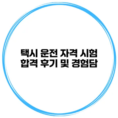 택시 운전 자격 시험 합격 후기 및 경험담