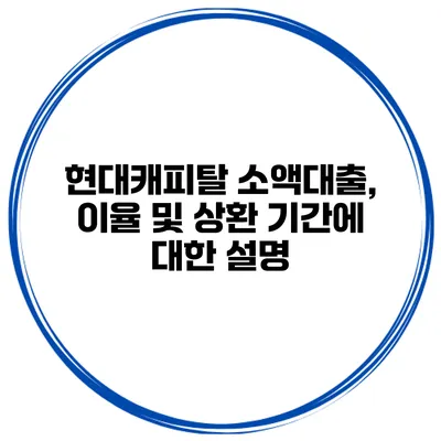 현대캐피탈 소액대출, 이율 및 상환 기간에 대한 설명