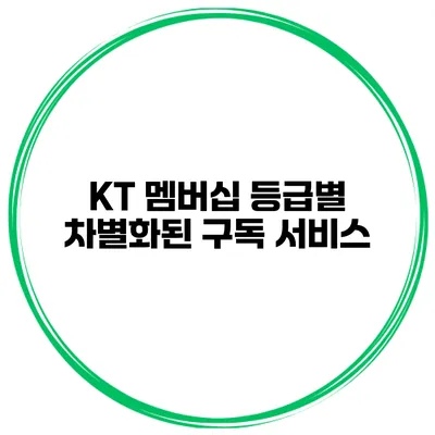 KT 멤버십 등급별 차별화된 구독 서비스