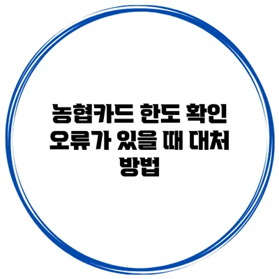 농협카드 한도 확인 오류가 있을 때 대처 방법