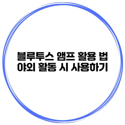 블루투스 앰프 활용 법 야외 활동 시 사용하기