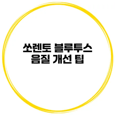 쏘렌토 블루투스 음질 개선 팁