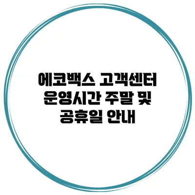 에코백스 고객센터 운영시간 주말 및 공휴일 안내