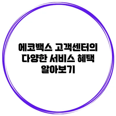 에코백스 고객센터의 다양한 서비스 혜택 알아보기