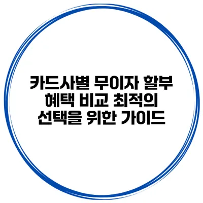 카드사별 무이자 할부 혜택 비교: 최적의 선택을 위한 가이드